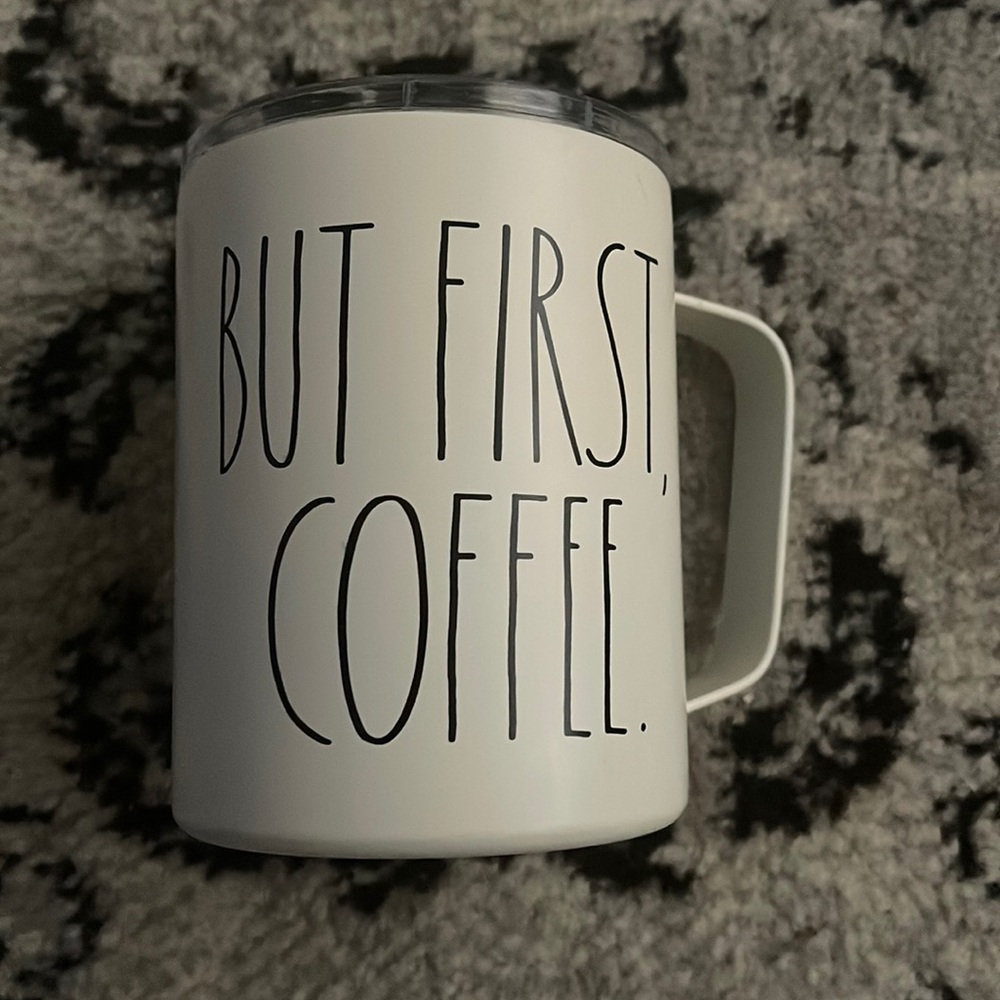 RAE DUNN STAINLESS STEEL MUG BUT FIRST COFFEE